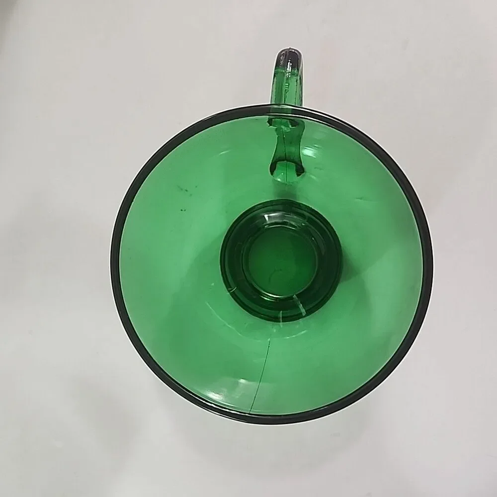 Vtg 8oz Anchor Hocking Set of 8 Forest Green Glass Coffee Punch Tea Cups